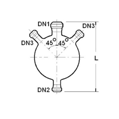 球形釜体, 四开口, 带放料口，10~200L