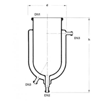 夹套反应釜体，带底部放料口, 250mL~5000mL